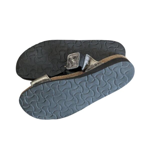 Naot Silver Leather Slide Sandals EU 39 US 8 Comfort Cork Footbed Boho - Picture 5 of 5